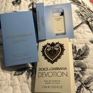 Dolce & Gabbana 3 samples 2) light blue perfume 1) devotion